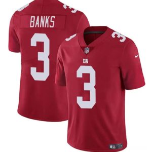 Men's New York Giants #3 Deonte Banks Red 2023 F.U.S.E. Vapor Untouchable Limited Stitched Jersey - Custom Name