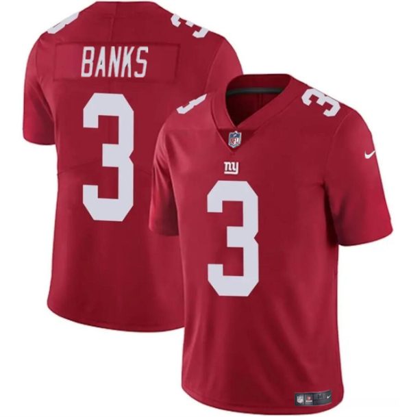 Men's New York Giants #3 Deonte Banks Red 2023 F.U.S.E. Vapor Untouchable Limited Stitched Jersey - Custom Name
