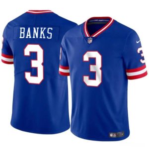 Men's New York Giants #3 Deonte Banks Royal Throwback Vapor Untouchable Limited Stitched Jersey - Custom Name