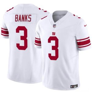 Men's New York Giants #3 Deonte Banks White 2023 F.U.S.E. Vapor Untouchable Limited Stitched Jersey - Custom Name