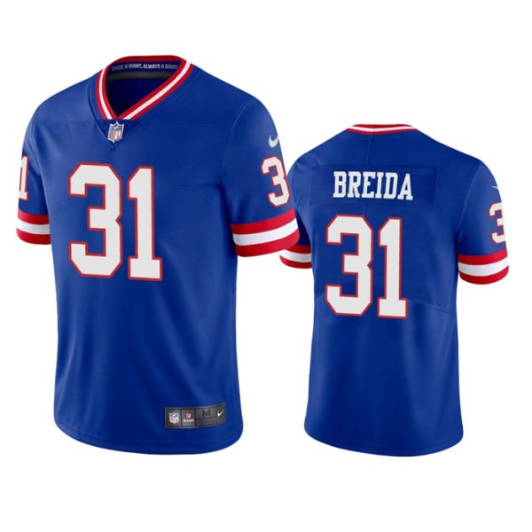 Men's New York Giants #31 Matt Breida Royal Classic Vapor Limited Stitched Jersey - Custom Name