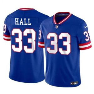 Men's New York Giants #33 Hassan Hall Royal Throwback Limited Stitched Jersey - Custom Name