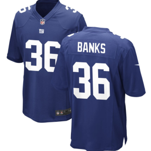 Men's New York Giants #36 Deonte Banks Blue 2023 Draft Stitched Game Jersey - Custom Name