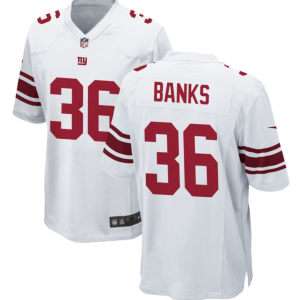 Men's New York Giants #36 Deonte Banks White 2023 Draft Stitched Game Jersey - Custom Name