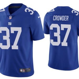 Men's New York Giants #37 Tae Crowder Blue Vapor Untouchable Limited Stitched Jersey - Custom Name
