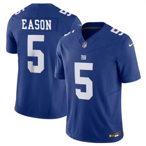Men's New York Giants #5 Jacob Eason Blue 2023 F.U.S.E. Vapor Untouchable Limited Stitched Jersey - Custom Name