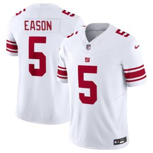 Men's New York Giants #5 Jacob Eason White 2023 F.U.S.E. Vapor Untouchable Limited Stitched Jersey - Custom Name