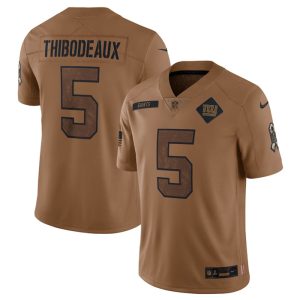 Men's New York Giants #5 Kayvon Thibodeaux 2023 Brown Salute To Service Limited Football Jersey - Custom Name