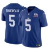 Men's New York Giants #5 Kayvon Thibodeaux Blue 2024 F.U.S.E. 100TH Season Patch Vapor Untouchable Limited Stitched Jersey - Custom Name