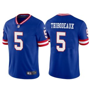 Men's New York Giants #5 Kayvon Thibodeaux Royal Classic Retired Player Stitched Game Jersey - Custom Name