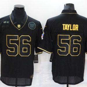 Men's New York Giants #56 Lawrence Taylor 2020 Black Gold Salute To Service Limited Stitched Jersey - Custom Name