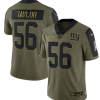 Men's New York Giants #56 Lawrence Taylor 2021 Olive Salute To Service Limited Stitched Jersey - Custom Name