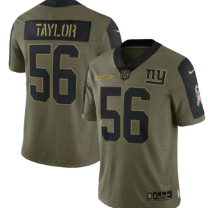 Men's New York Giants #56 Lawrence Taylor 2021 Olive Salute To Service Limited Stitched Jersey - Custom Name