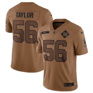 Men's New York Giants #56 Lawrence Taylor 2023 Brown Salute To Service Limited Football Jersey - Custom Name