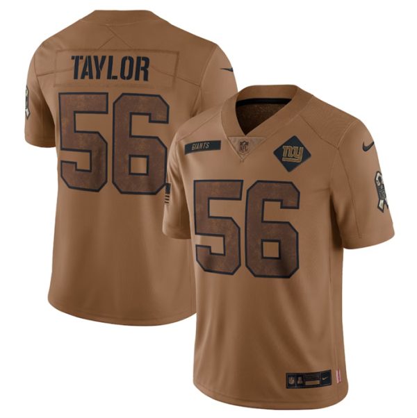 Men's New York Giants #56 Lawrence Taylor 2023 Brown Salute To Service Limited Football Jersey - Custom Name
