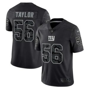 Men's New York Giants #56 Lawrence Taylor Black Reflective Limited Stitched Football Jersey - Custom Name