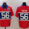 Men's New York Giants #56 Lawrence Taylor Century Red 100TH Season Commemorative Patch Limited Stitched Football Jersey - Custom Name