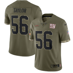 Men's New York Giants #56 Lawrence Taylor Olive 2022 Salute To Service Limited Stitched Jersey - Custom Name