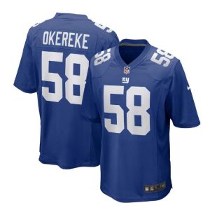 Men's New York Giants #58 Bobby Okereke Royal Stitched Game Jersey - Custom Name