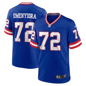 Men's New York Giants #72 Osi Umenyiora Royal Classic Retired Player Stitched Game Jersey - Custom Name