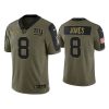 Men's New York Giants #8 Daniel Jones 2021 Olive Salute To Service Limited Stitched Jersey - Custom Name