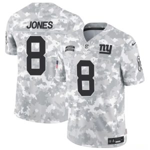 Men's New York Giants #8 Daniel Jones 2024 F.U.S.E Arctic Camo Salute to Service Limited Stitched Football Jersey - Custom Name