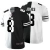 Men's New York Giants #8 Daniel Jones Black & White NFL Split Stitched Jersey - Custom Name