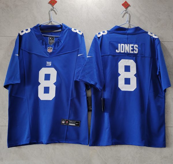 Men's New York Giants #8 Daniel Jones Blue 2023 F.U.S.E. Vapor Untouchable Limited Stitched Jersey - Custom Name