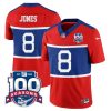 Men's New York Giants #8 Daniel Jones Century Red 100TH Season Commemorative Patch Limited Stitched Football Jersey - Custom Name