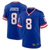 Men's New York Giants #8 Daniel Jones Royal Classic Retired Player Stitched Game Jersey - Custom Name