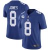 Men's New York Giants #8 Daniel Jones Royal With 3-star C Patch Vapor Untouchable Limited Stitched Jersey - Custom Name