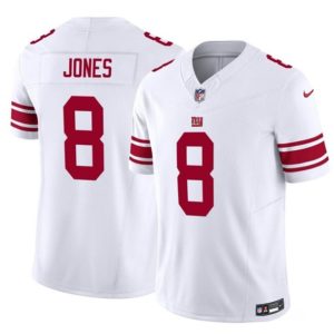 Men's New York Giants #8 Daniel Jones White 2023 F.U.S.E. Vapor Untouchable Limited Stitched Jersey - Custom Name