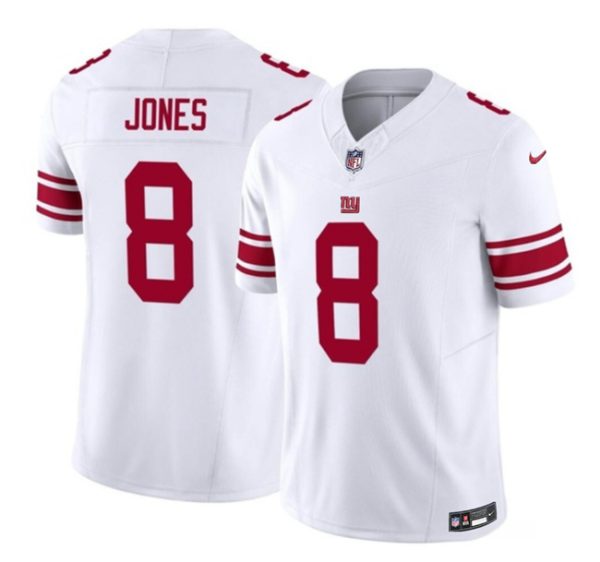 Men's New York Giants #8 Daniel Jones White 2023 F.U.S.E. Vapor Untouchable Limited Stitched Jersey - Custom Name