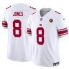 Men's New York Giants #8 Daniel Jones White 2023 F.U.S.E. With John Madden Patch Vapor Limited Stitched Football Jersey - Custom Name