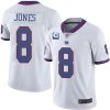 Men's New York Giants #8 Daniel Jones White With 3-star C Patch Limited Stitched Jersey - Custom Name