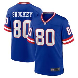 Men's New York Giants #80 Jeremy Shockey Royal Classic Retired Player Stitched Game Jersey - Custom Name