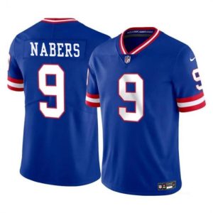 Men's New York Giants #9 Malik Nabers Royal 2024 Draft Vapor Untouchable Throwback Limited Stitched Jersey - Custom Name