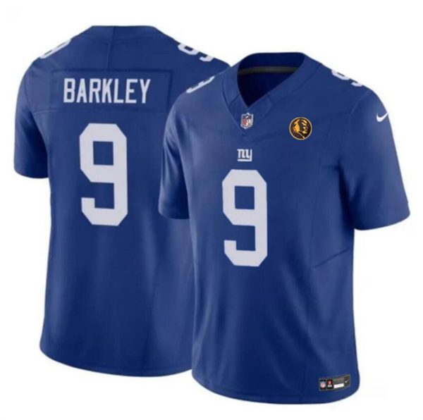Men's New York Giants #9 Matt Barkley Blue 2023 F.U.S.E. With John Madden Patch Vapor Limited Stitched Football Jersey - Custom Name