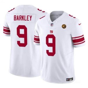 Men's New York Giants #9 Matt Barkley White 2023 F.U.S.E. With John Madden Patch Vapor Limited Stitched Football Jersey - Custom Name