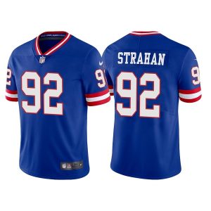 Men's New York Giants #92 Michael Strahan Royal Classic Retired Player Stitched Game Jersey - Custom Name