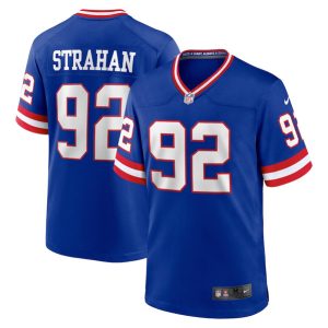 Men's New York Giants #92 Michael Strahan Royal Classic Retired Player Stitched Game Jersey1 - Custom Name