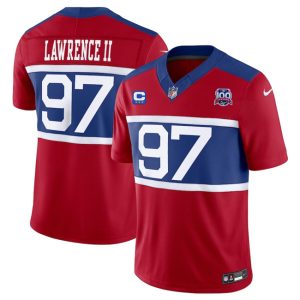 Men's New York Giants #97 Dexter Lawrence II Red 2024 F.U.S.E. Alternate With 3-Star C Patch And 100TH Season Patch Vapor Untouchable Limited Stitched Jersey - Custom Name