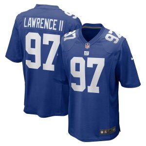 Men's New York Giants #97 Dexter Lawrence II Rush Blue Stitched Game Jersey - Custom Name