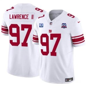 Men's New York Giants #97 Dexter Lawrence II White 2024 F.U.S.E. With 3-Star C Patch And 100TH Season Patch Vapor Untouchable Limited Stitched Jersey - Custom Name