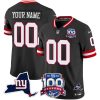 Men's New York Giants ACTIVE PLAYER Custom Black 2024 F.U.S.E. 100th Season And State Patch Vapor Limited Stitched Football Jersey - Custom Name