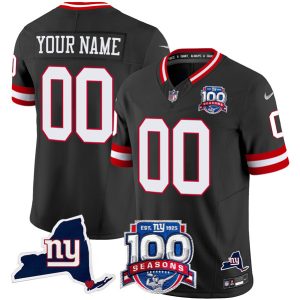 Men's New York Giants ACTIVE PLAYER Custom Black 2024 F.U.S.E. 100th Season And State Patch Vapor Limited Stitched Football Jersey - Custom Name
