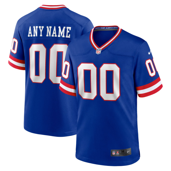 Men's New York Giants ACTIVE PLAYER Custom Royal Classic Stitched Game Jersey - Custom Name