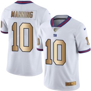 Men's New York Giants ACTIVE PLAYER Custom White Gold Color Rush Limited Stitched Jersey - Custom Name