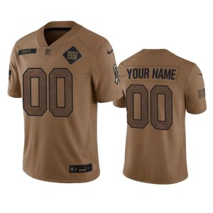 Men's New York Giants Active Player Custom 2023 Brown Salute To Setvice Limited Stitched Football Jersey - Custom Name