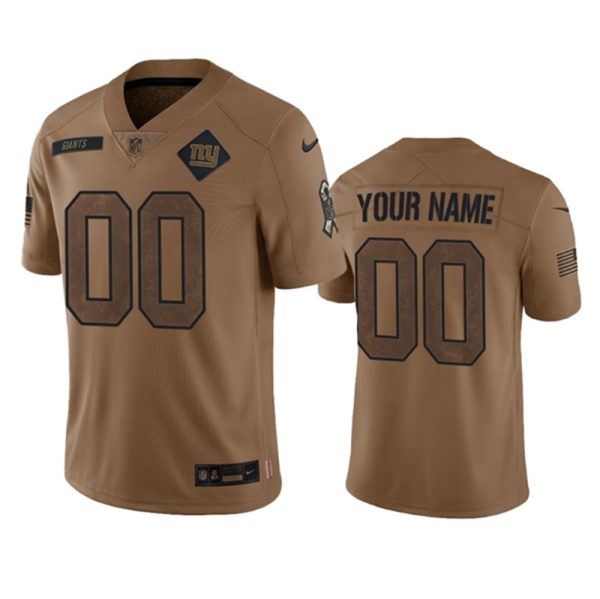 Men's New York Giants Active Player Custom 2023 Brown Salute To Setvice Limited Stitched Football Jersey - Custom Name